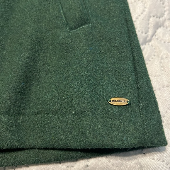 O’Neill double breasted peacoat jacket sweater green hoodie button up front down - Picture 3 of 5